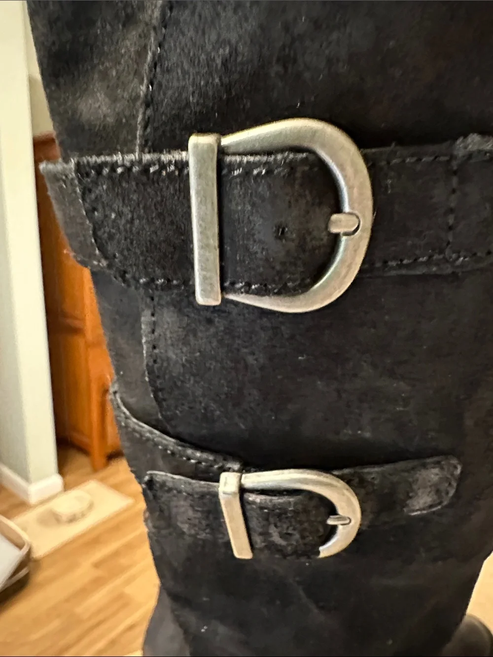 Born “Bley” Black Women's Suede Mid-Calf Boots - Stylish Zip & Buckle Design